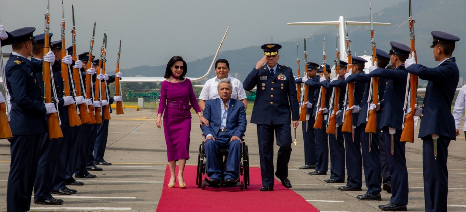 Canciller Claudia Blum recibió al Presidente Lenín Moreno, quien llegó a Cali al Encuentro Presidencial del VIII Gabinete Binacional Colombia - Ecuador