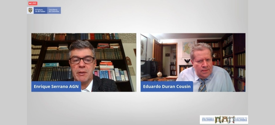 La Embajada de Colombia en Ecuador realizó el conversatorio virtual “Orígenes comunes, recorridos distintos” con el académico Enrique Serrano